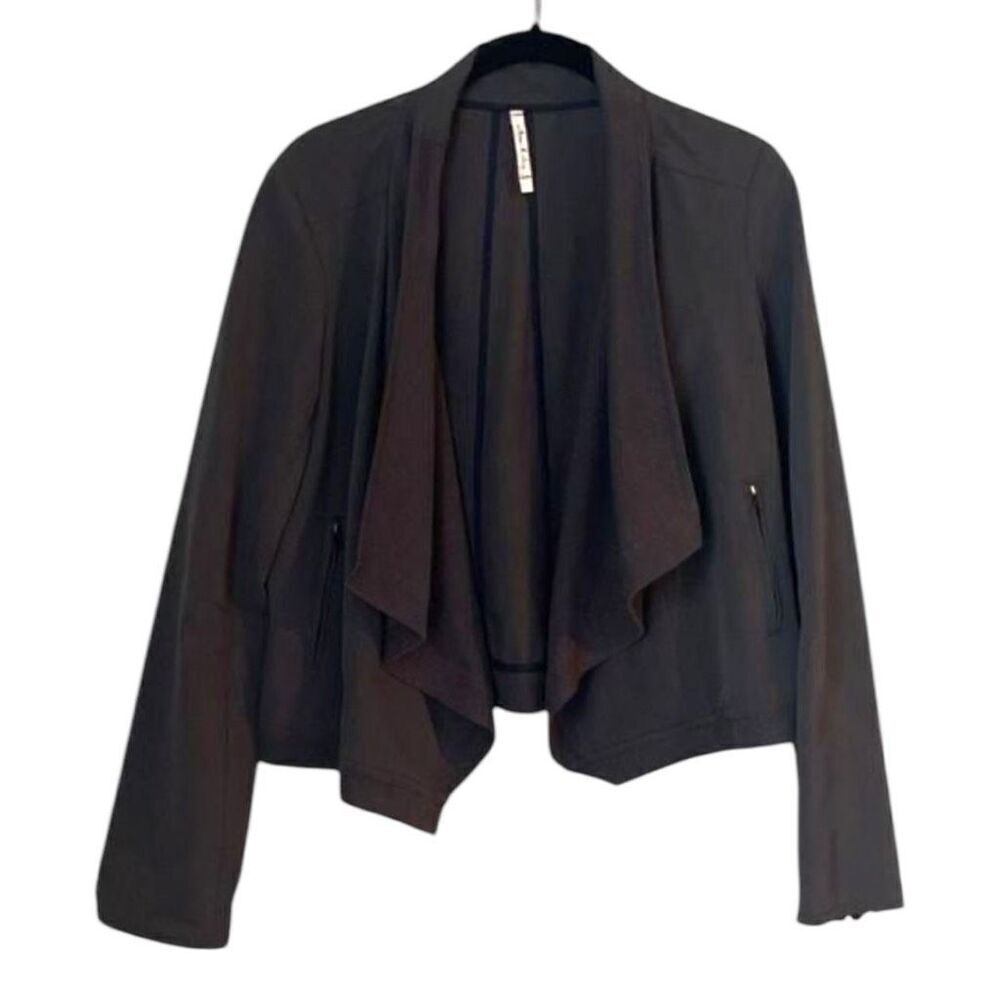 Willow & Clay Blazer Jacket Open Drape Front Size Medium Dark Gray